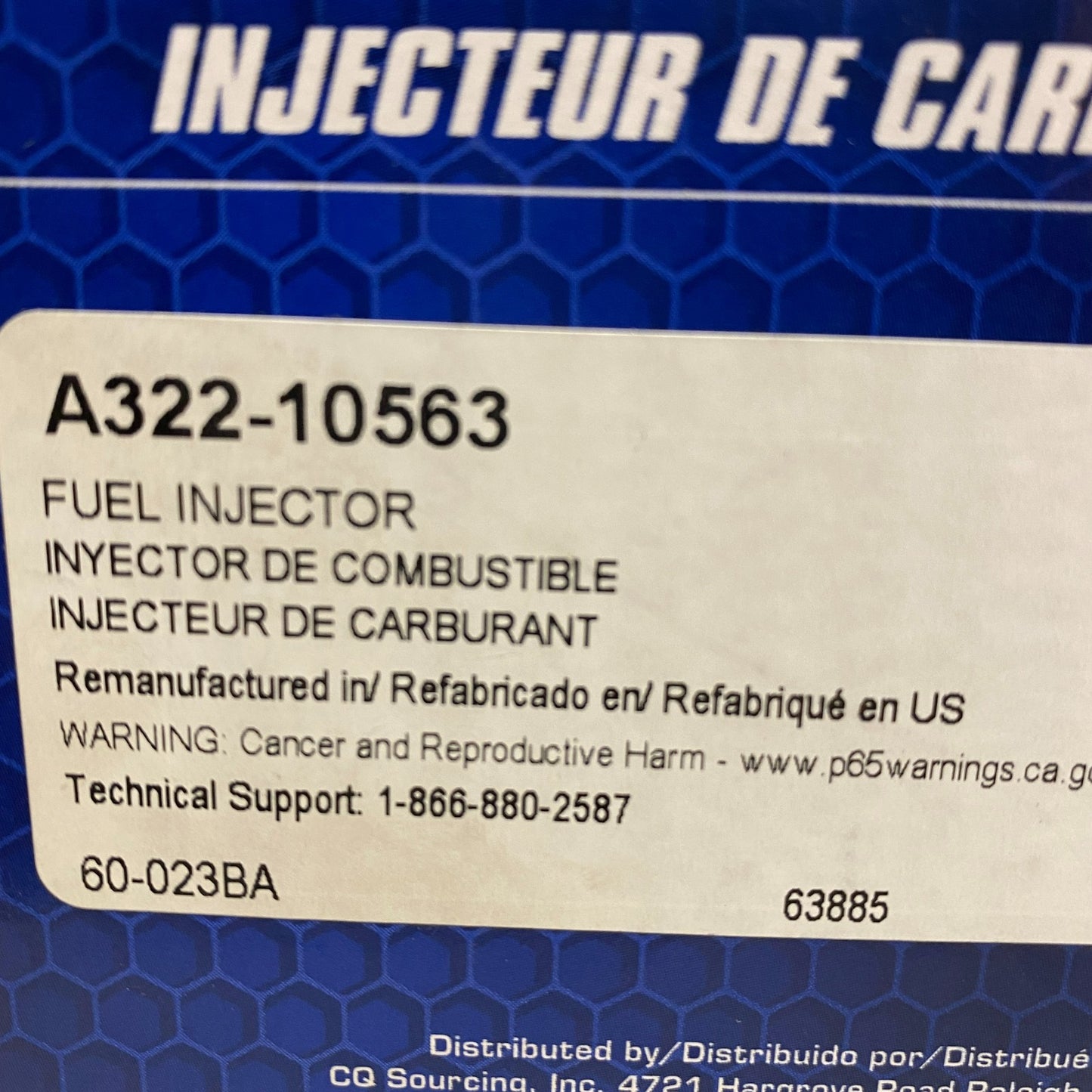 CARQUEST Reman Fuel Injector OE Spec Model A322‑10563