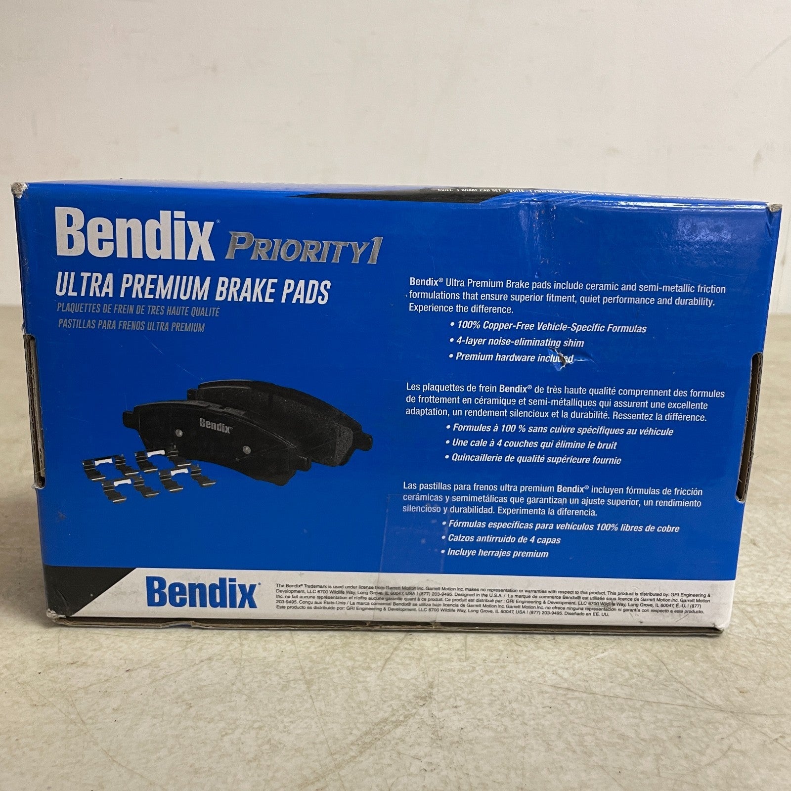 Bendix CFC1586 Priority One Ceramic Front Brake Pads Copper-Free Disc Brake Set