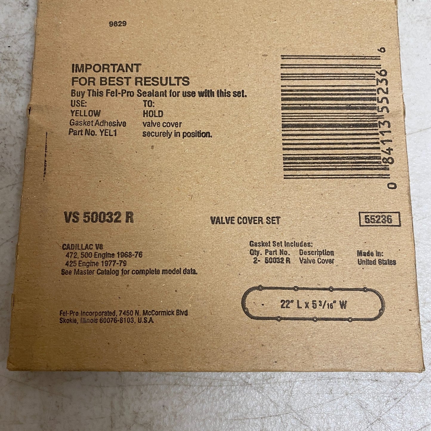 FEL-PRO VS50032R Valve Cover Gasket Set 1968-1976 Cadillac Eldorado 472 500 V8