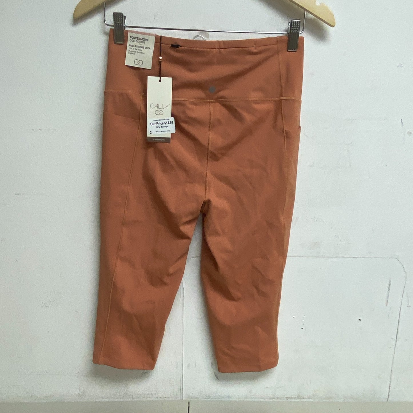 Calia Womens Powermove Knee Crop Apricot Aura WAX12374 BRAND NEW