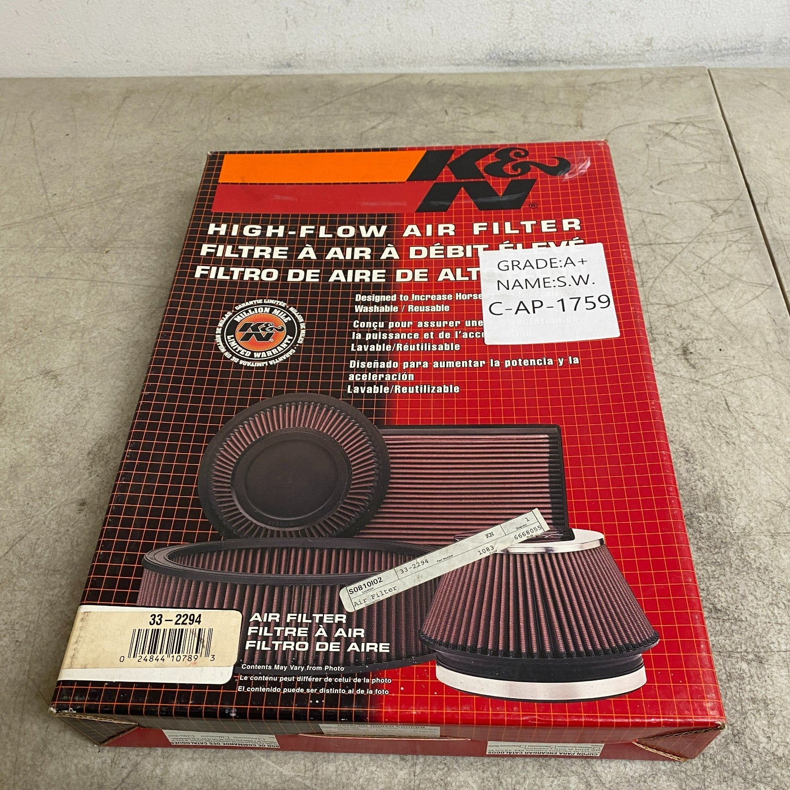 K&N 33-2294 Air Filter High Performance Replacement BMW 545i 550i 645Ci 650i V8