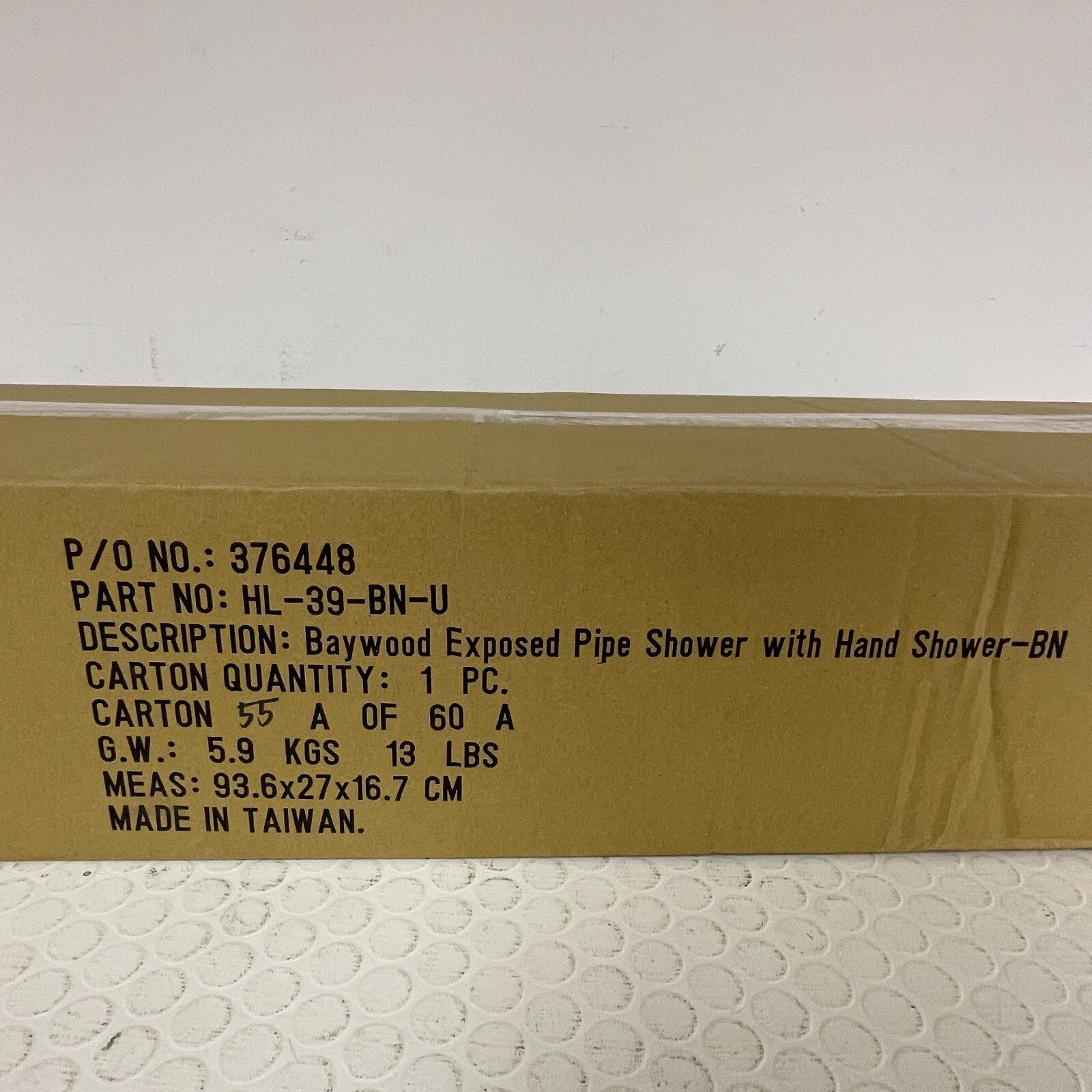 Signature Hardware Baywood Exposed‑Pipe Shower with Hand‑Shower Brushed Nickel