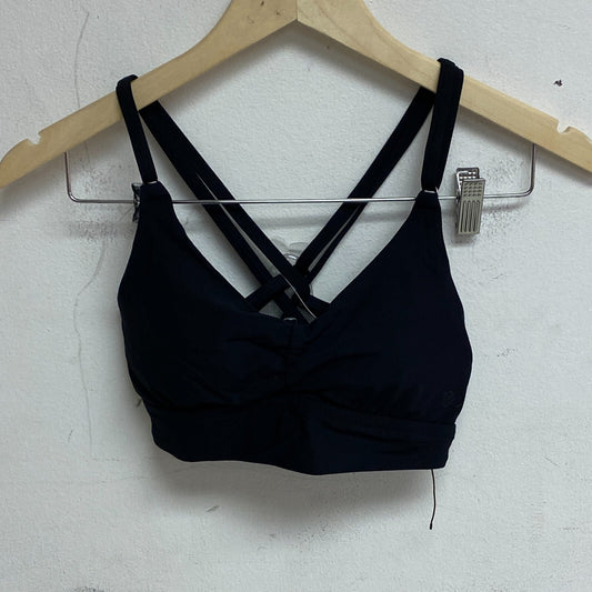 Calia Women  Swim Medium Support Ruched Front Cross Back Top PURE BLACK WSA22202