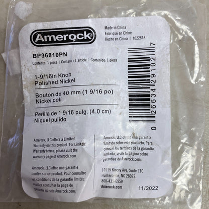 Amerock 1-9/16" Dolorue Cabinet Knob Polished Nickel BP36810PN