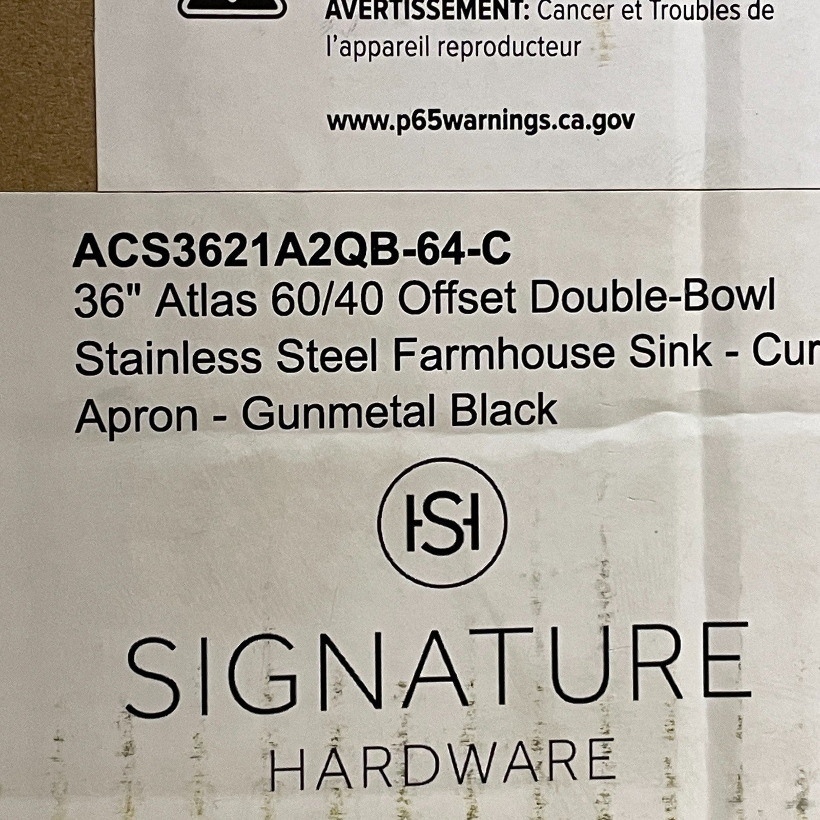 Signature Hardware 36" Atlas 60/40 Offset Double Bowl Stainless Steel Farmhouse