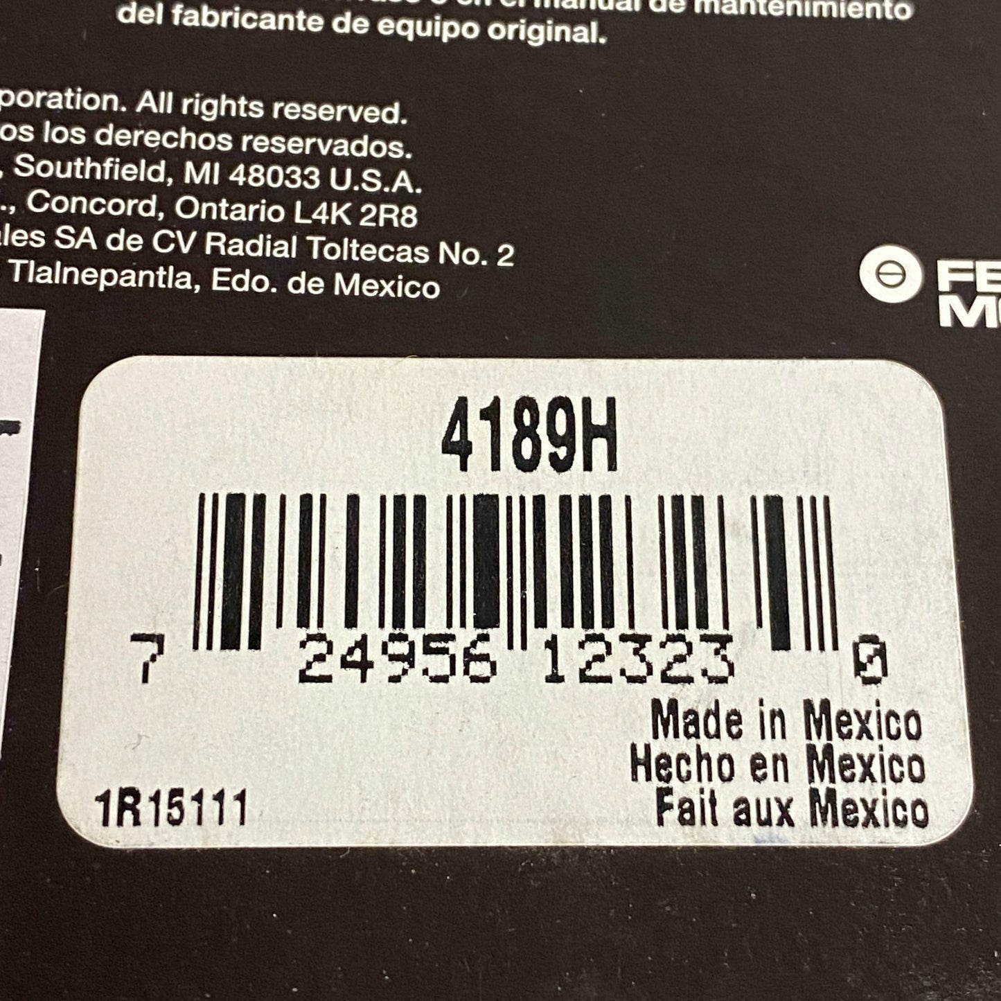Federal Mogul National Transmission Torque Converter Seal Fluoro Elastomer 4189H