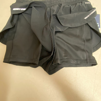 DSG Women's 6"Running Mid Rise 2 in 1  Short Woven Top Layer Pure Black DAW11193