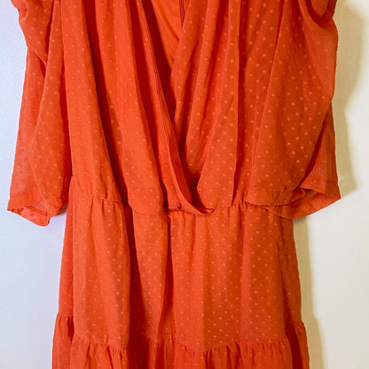 Danny & Nicole Plus 3/4 Sleeve Clip Fit Flare Dress Size 18W Color Dark Peach