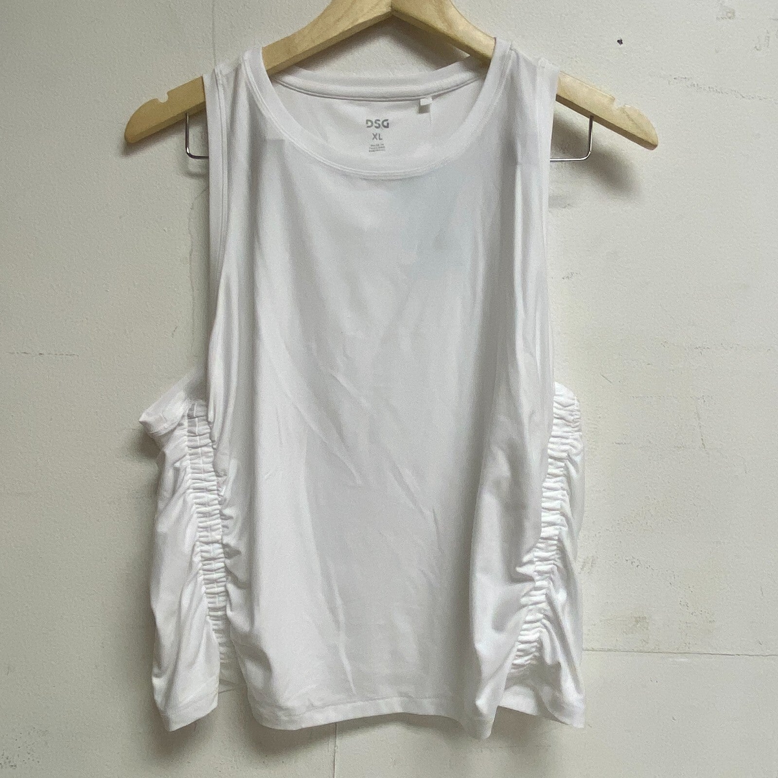 DSG Women's Cinch Relaxed Fit Tank Top Shirt Pure White Sleeveless DAW23100