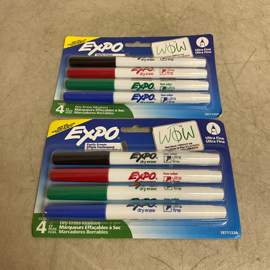 EXPO Ultra Fine Dry Erase Markers 8ct Low Odor Assorted Colors 871133A 2 Pack