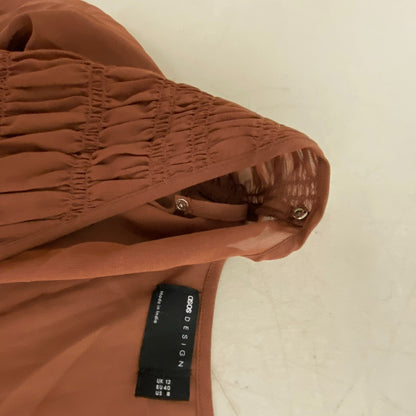 ASOS Design Pink Long Sleeve Ruffled Hem Long Dress Womens Size 8