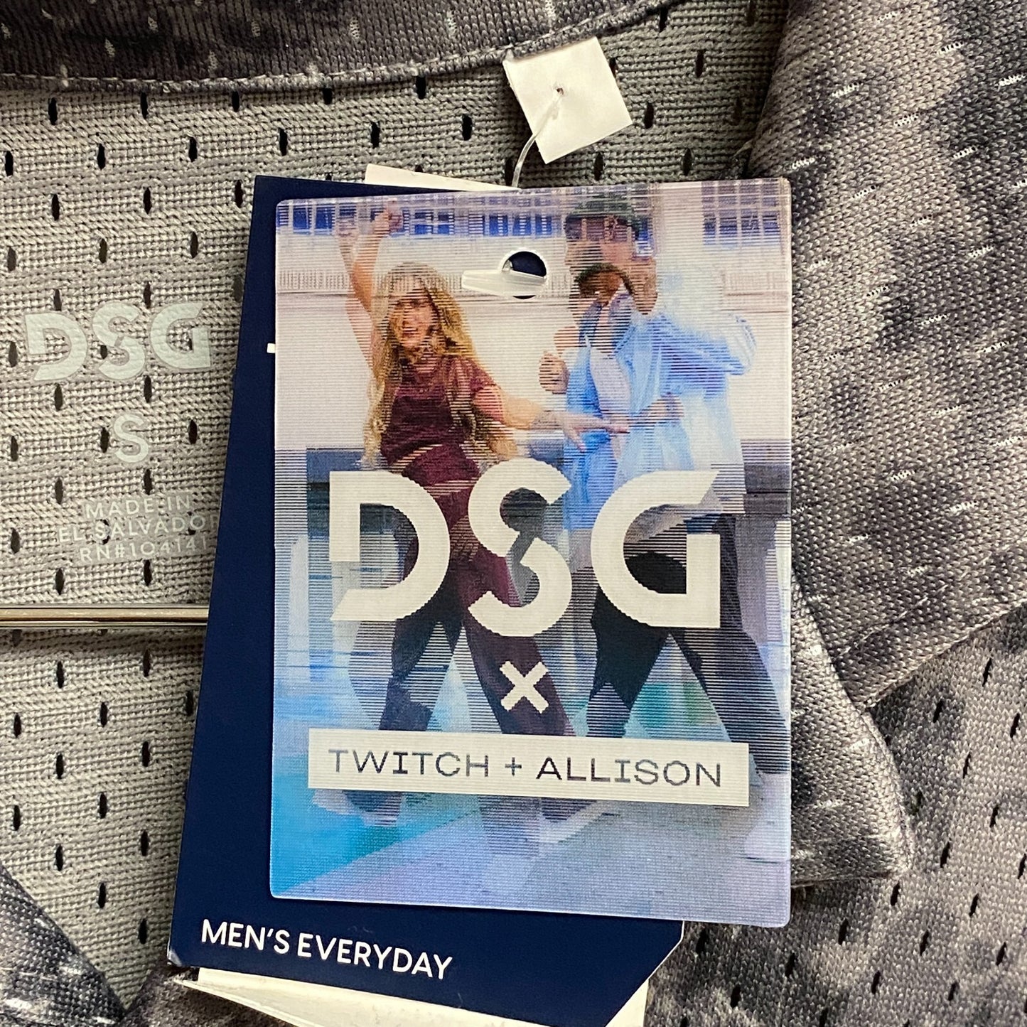 DSG X TWITCH + ALLISON Men's Mesh Short Sleeve T-Shirt L Charcoal Blurred Floral