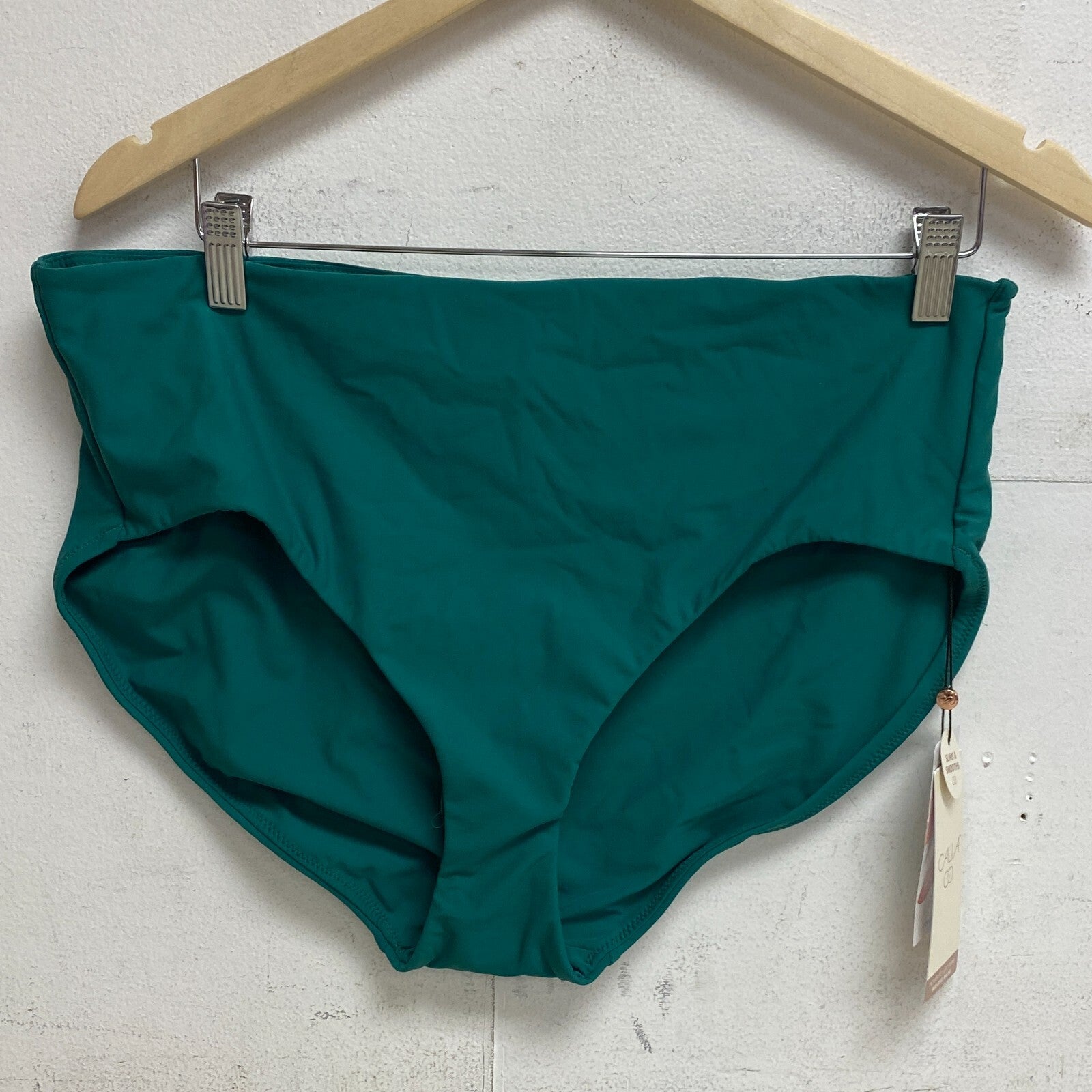 CÙALIA Power Sculpt Mid Rise Swim Bottoms Watermelon Green Solid WSA22409