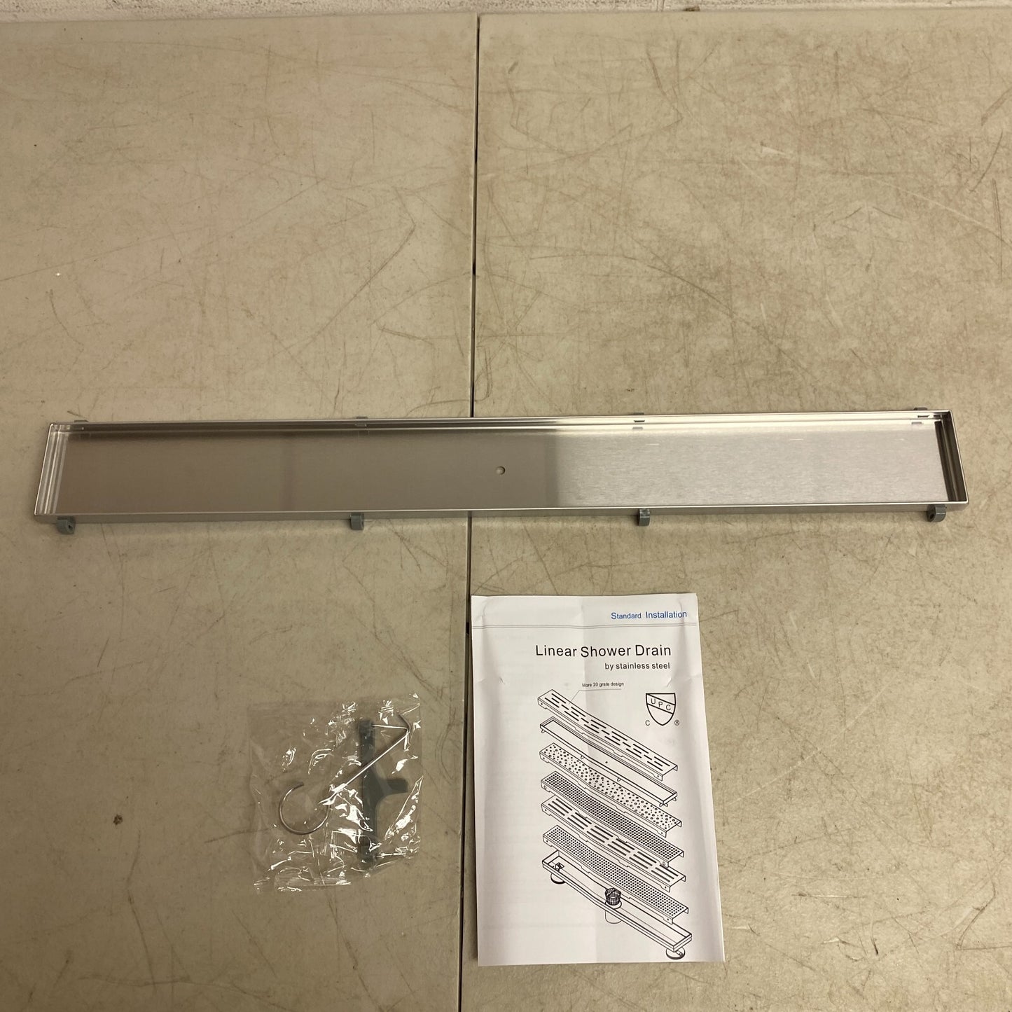 Signature Hardware 24" COHEN LINEAR TILE IN SHOWER DRAIN BRUSHED STAINLESS STEEL