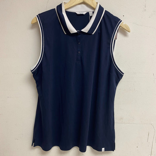 Lady Hagen Womens Pique Rib Trim SLVS Polo Dark Navy/White Solid WGH11502