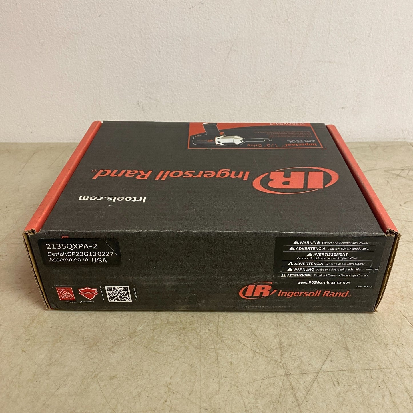 Ingersoll Rand Quiet Air Impact Wrench ½″ Drive 2″ Ext Anvil Gray 2135QXPA‑2