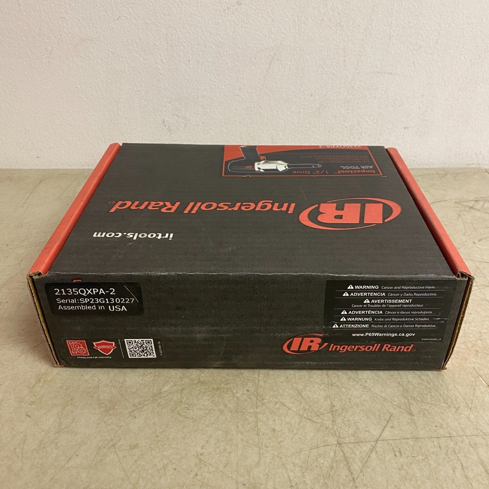 Ingersoll Rand Quiet Air Impact Wrench ½″ Drive 2″ Ext Anvil Gray 2135QXPA‑2