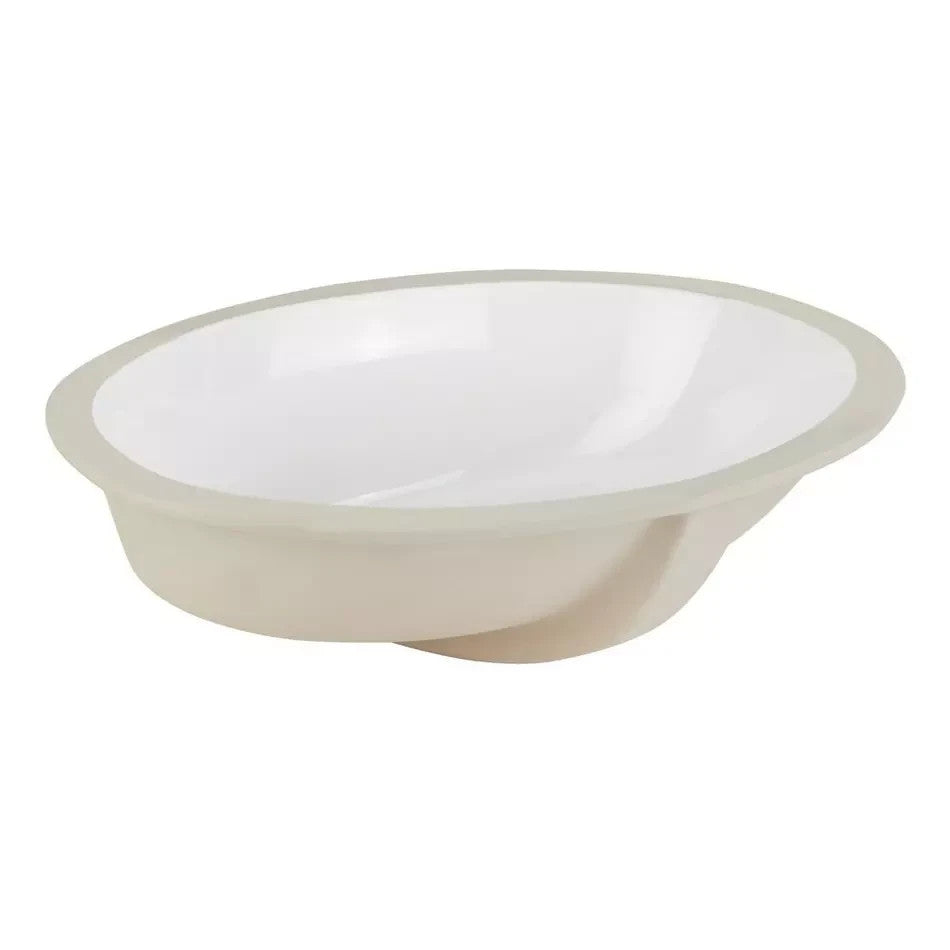Signature Hardware 19" Mangrove White Oval Porcelain Undermount Bathroom Sink