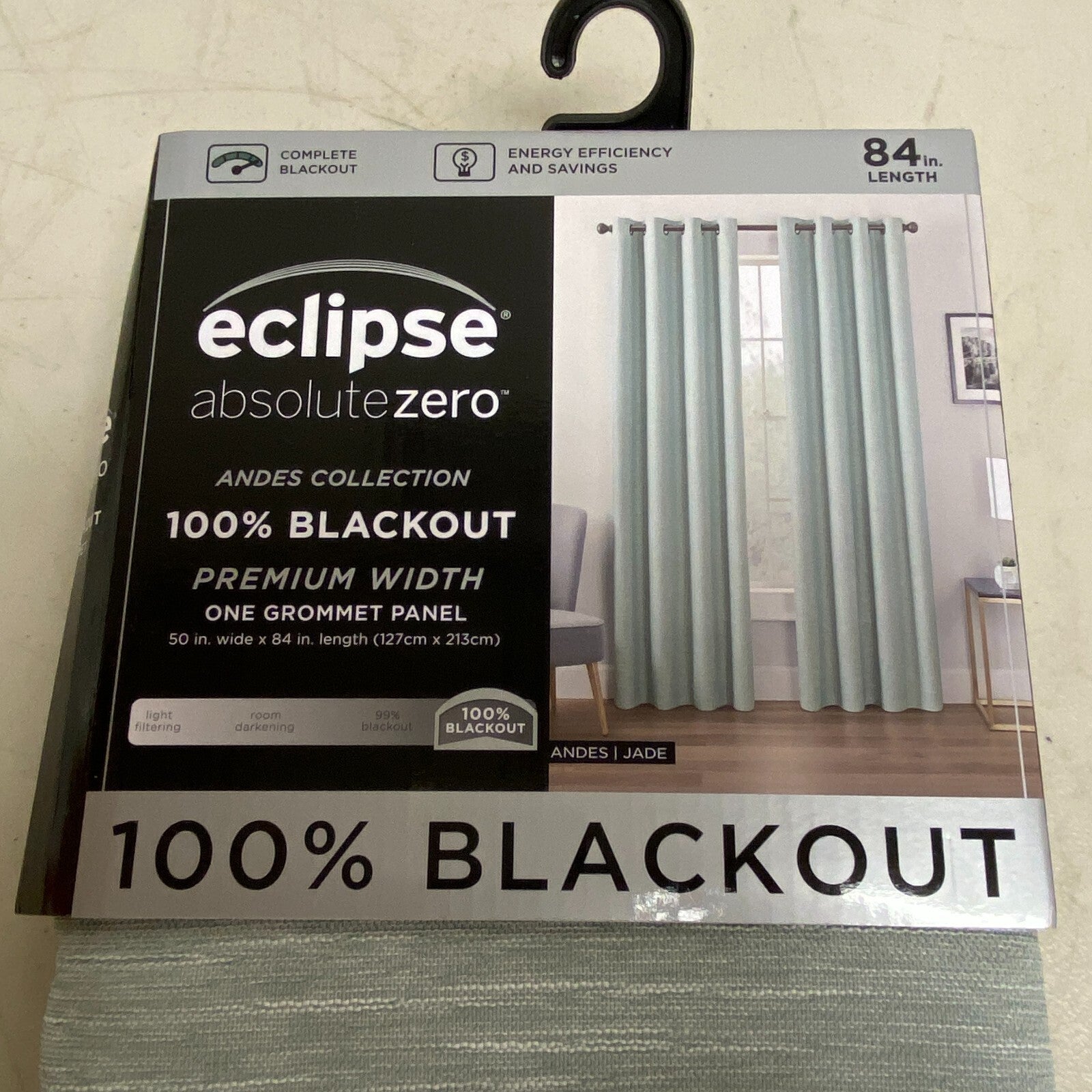 Eclipse Absolute Zero - 100% Blackout One Grommet Panel Curtains 50"x84" - Jade
