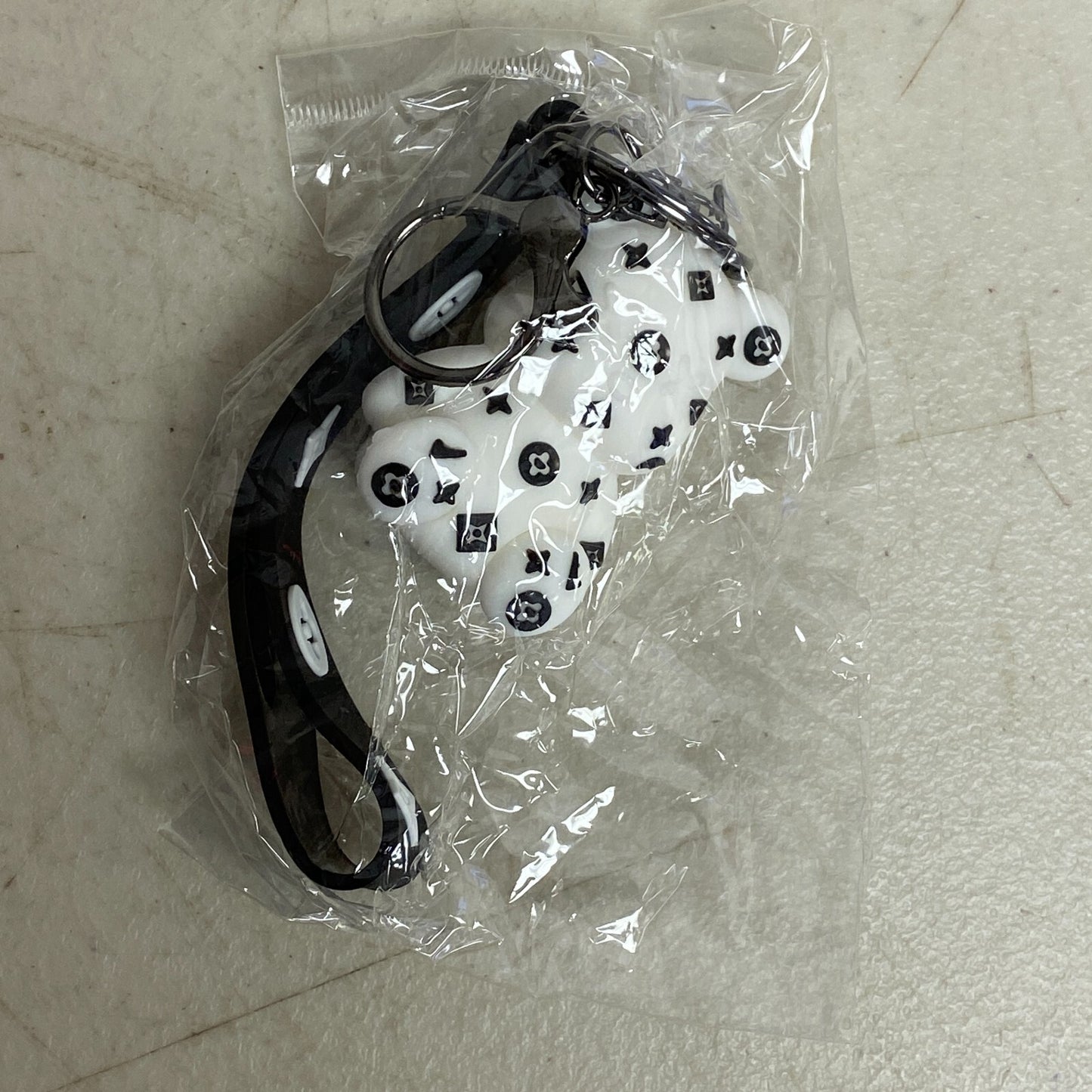 Assorted Louis Viton Silicone With White 3D Bear Keychain/Bag Charm/Car Ornament