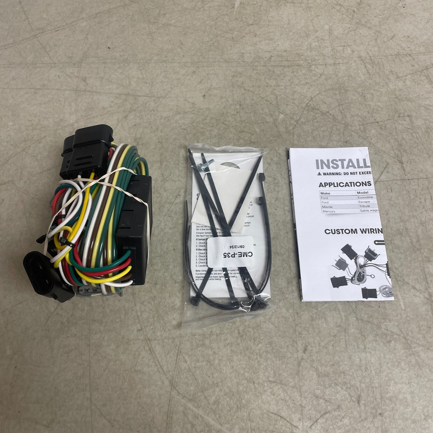 CURT 55343 4-Way Flat Custom Wiring Harness Ford Escape/Econoline/Tribute/Sable