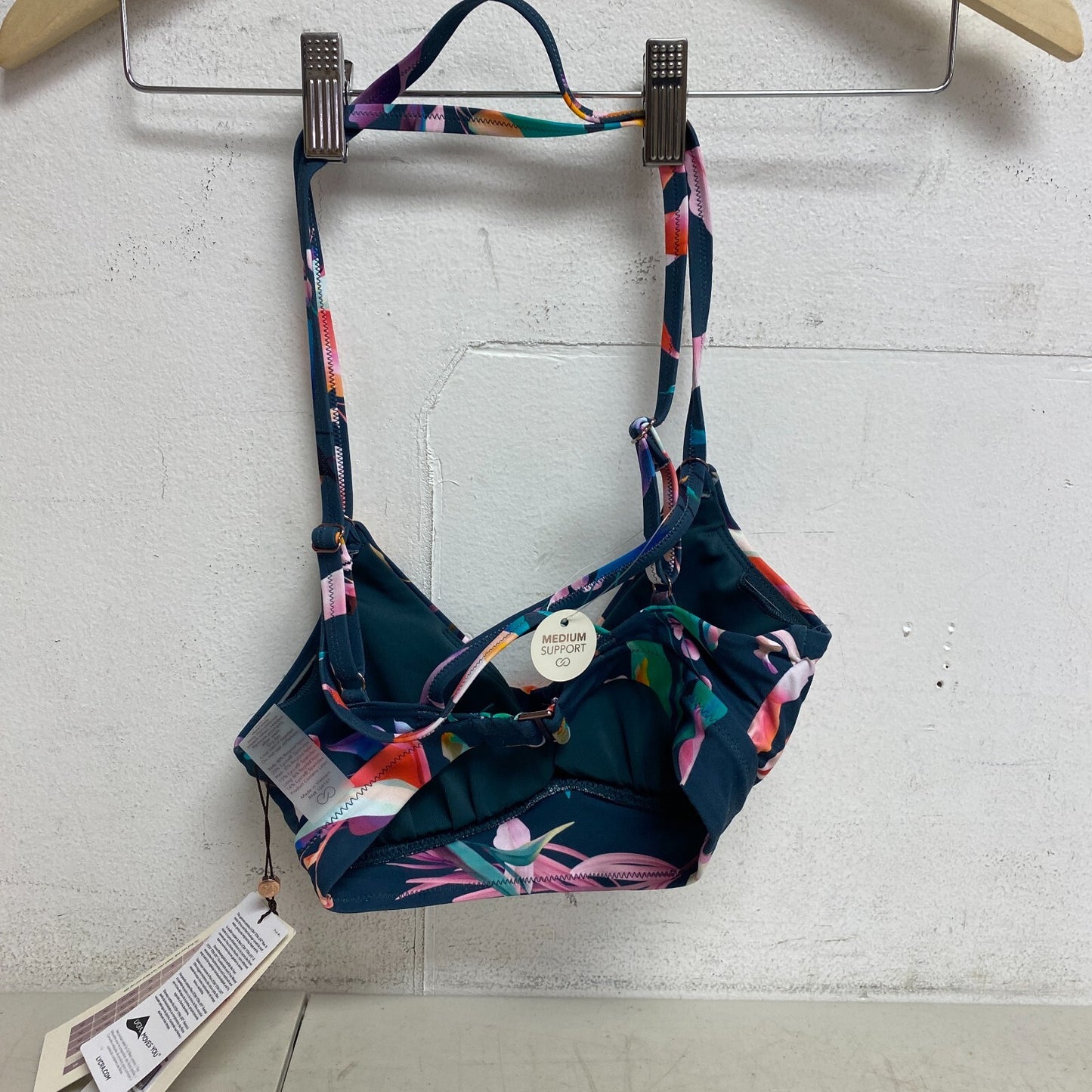 CALIA Women's Runched Front Cross Top  Aqua Multi Floral Navy WSA23204PRT