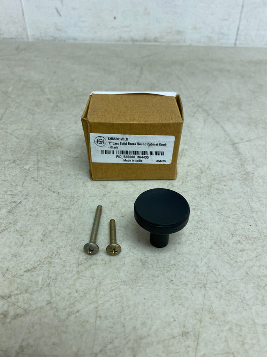 Signature Hardware 1" Lars Solid Brass Round Cabinet Knob - Black