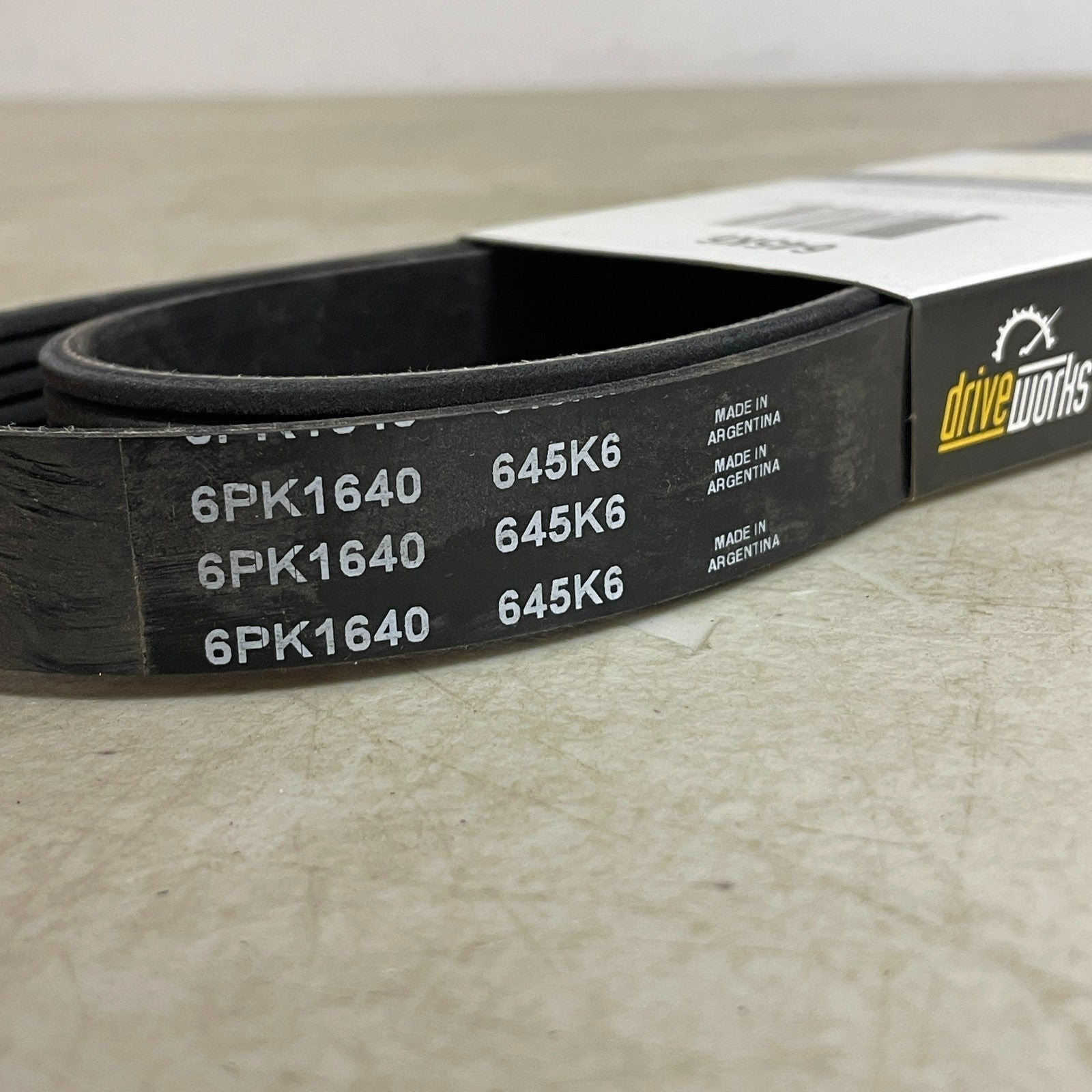 Driveworks Poly-Rib Serpentine Belt 64.5 Inch 6-Rib EPDM Model 645K6