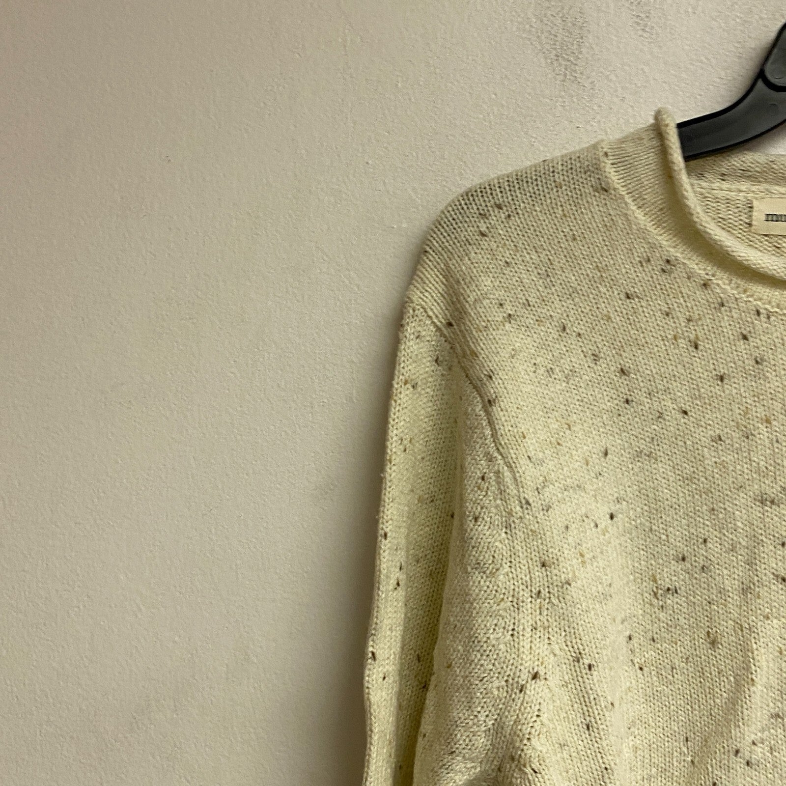 Mutual Weave Crew Neck Long Sleeve Mock Turtle Neck Sweater Size L Color Ivory