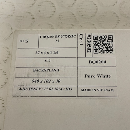 Signature Hardware 37" Quartz Vanity Backsplash 3 cm Arctic White SH432955