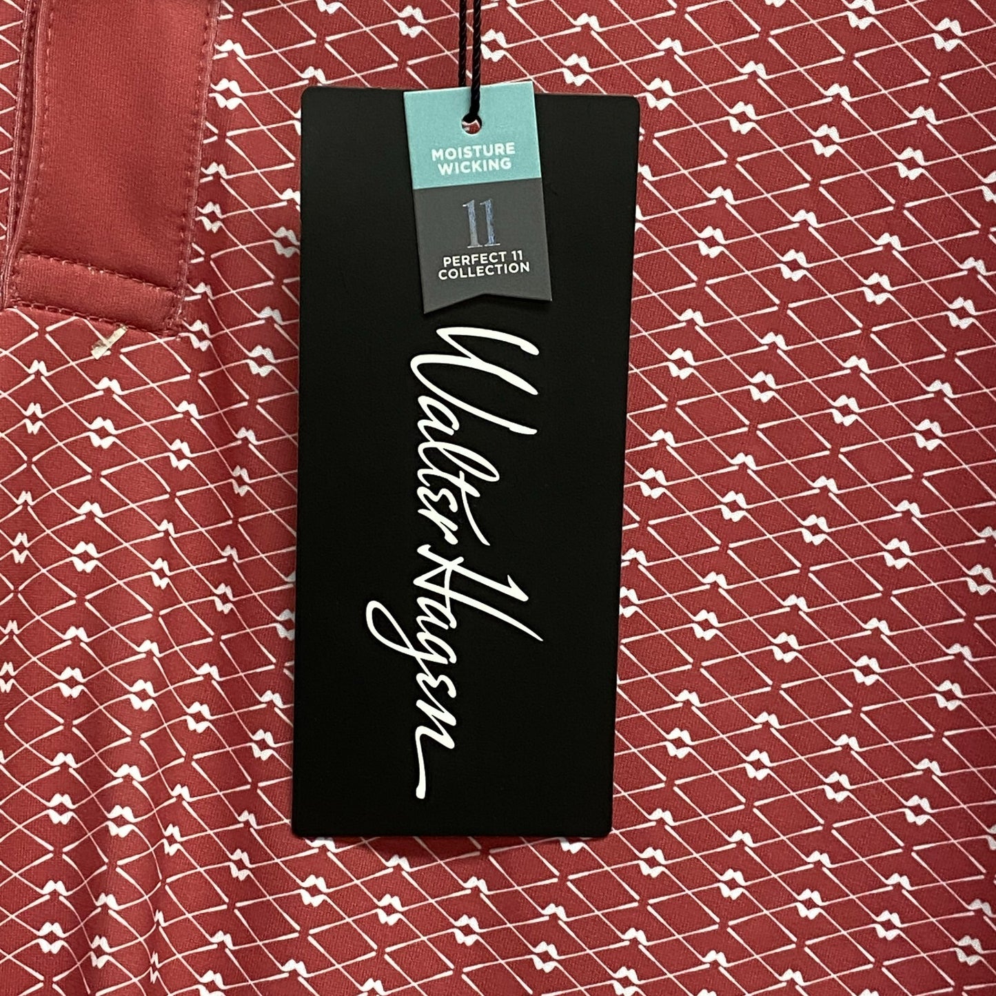 Walter Hagan Mens P11 Geo Club Print Polo Geo Club Dark Coral MGA11476