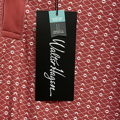 Walter Hagan Mens P11 Geo Club Print Polo Geo Club Dark Coral MGA11476