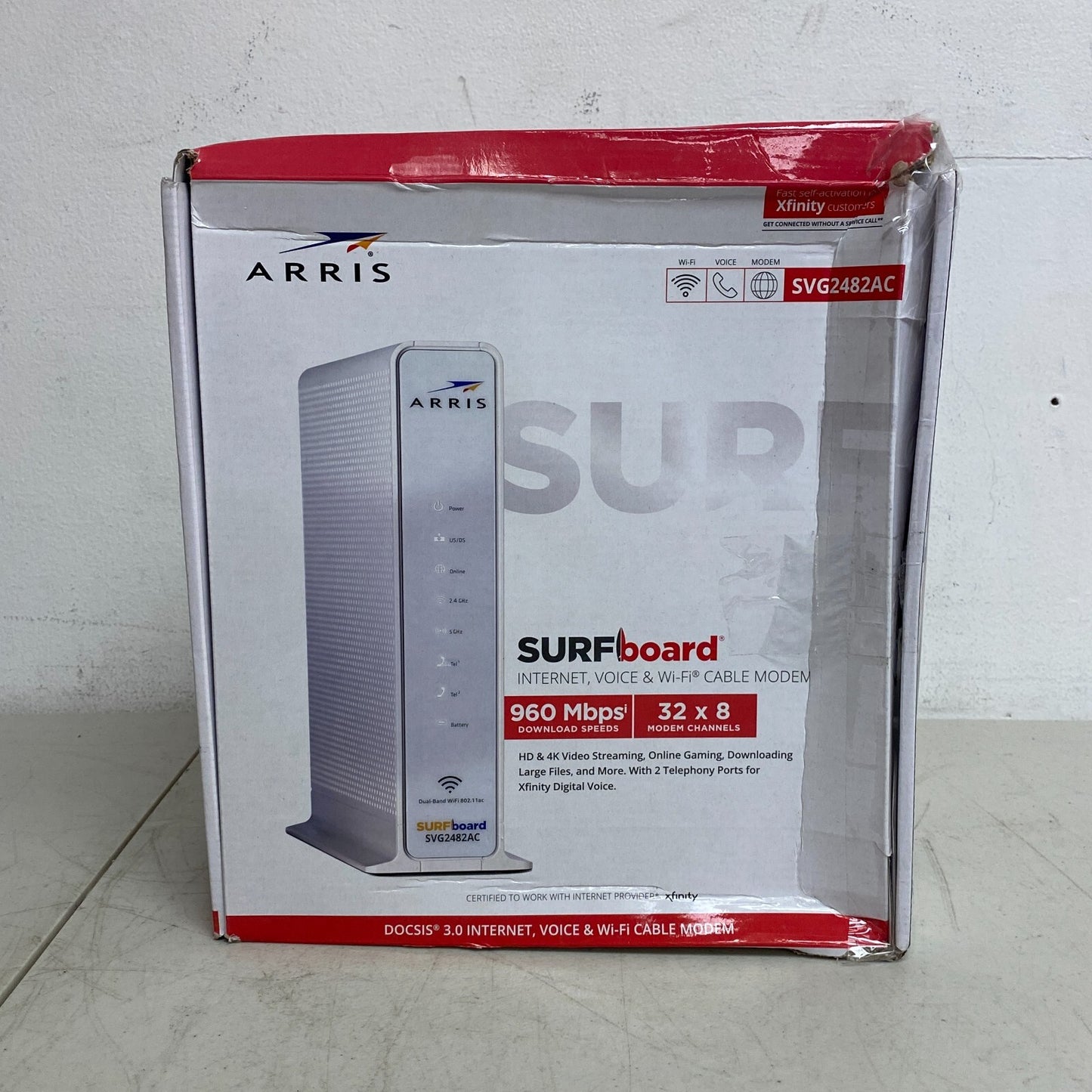 Arris SurfBoard SVG2482AC White DOCSIS Internet WiFi & Voice Modem 960Mbps