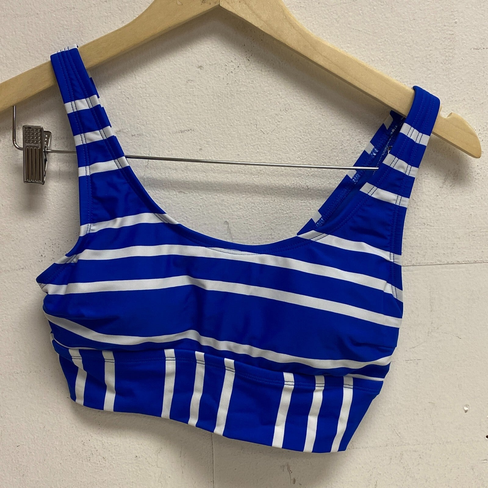 DSG Women's Long Line Scoop Neck Bikini Top Speed Stripe Blue DSW2786PRTZ Swim