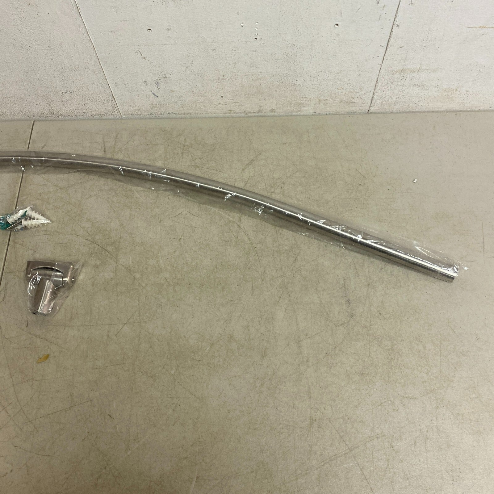 Signature Hardware 66" Curved Solid Brass Shower Rod - Brushed Nickel