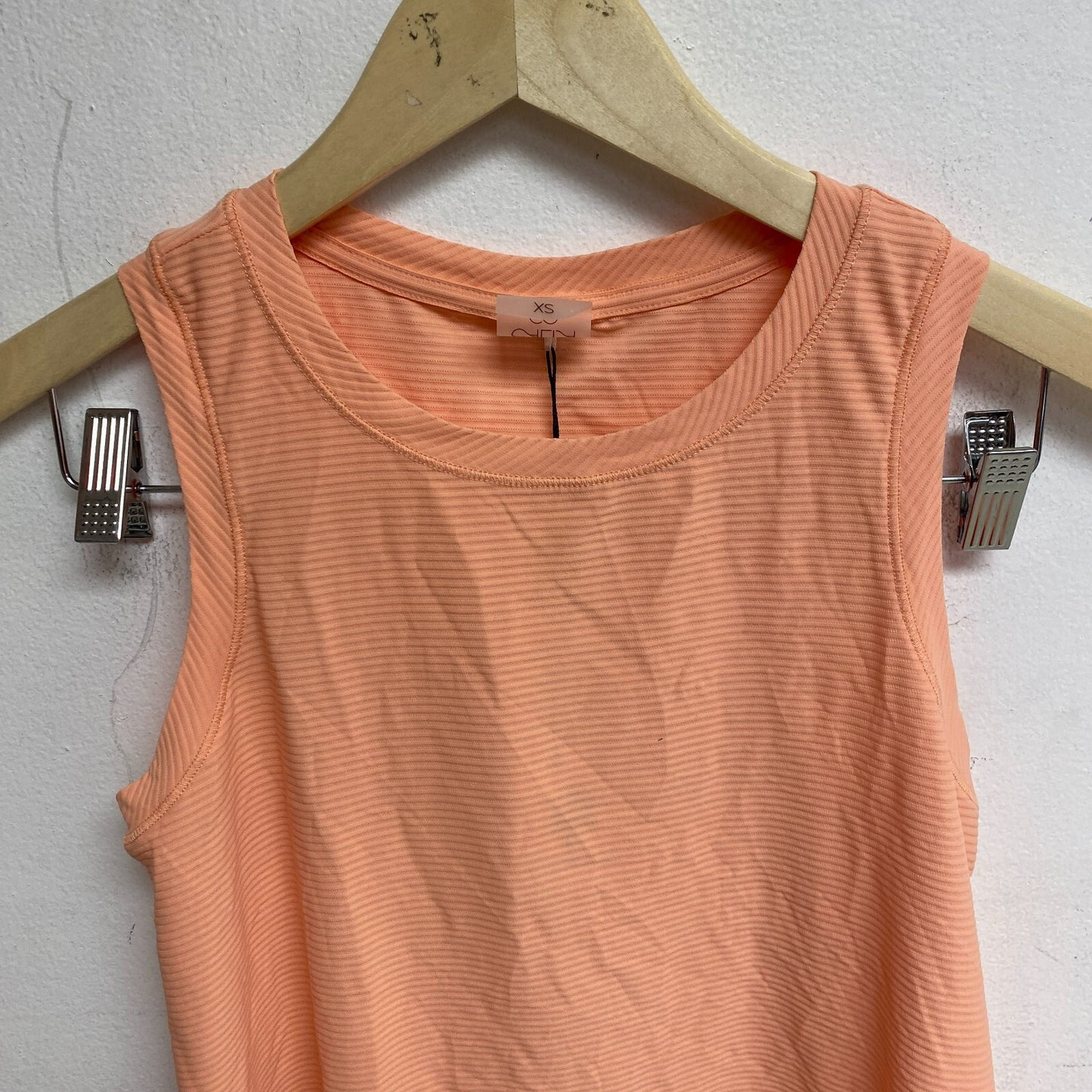 Calia Womens Renew Tank Peach Glow  Relaxed Fit Round Neck Striped WAX11165