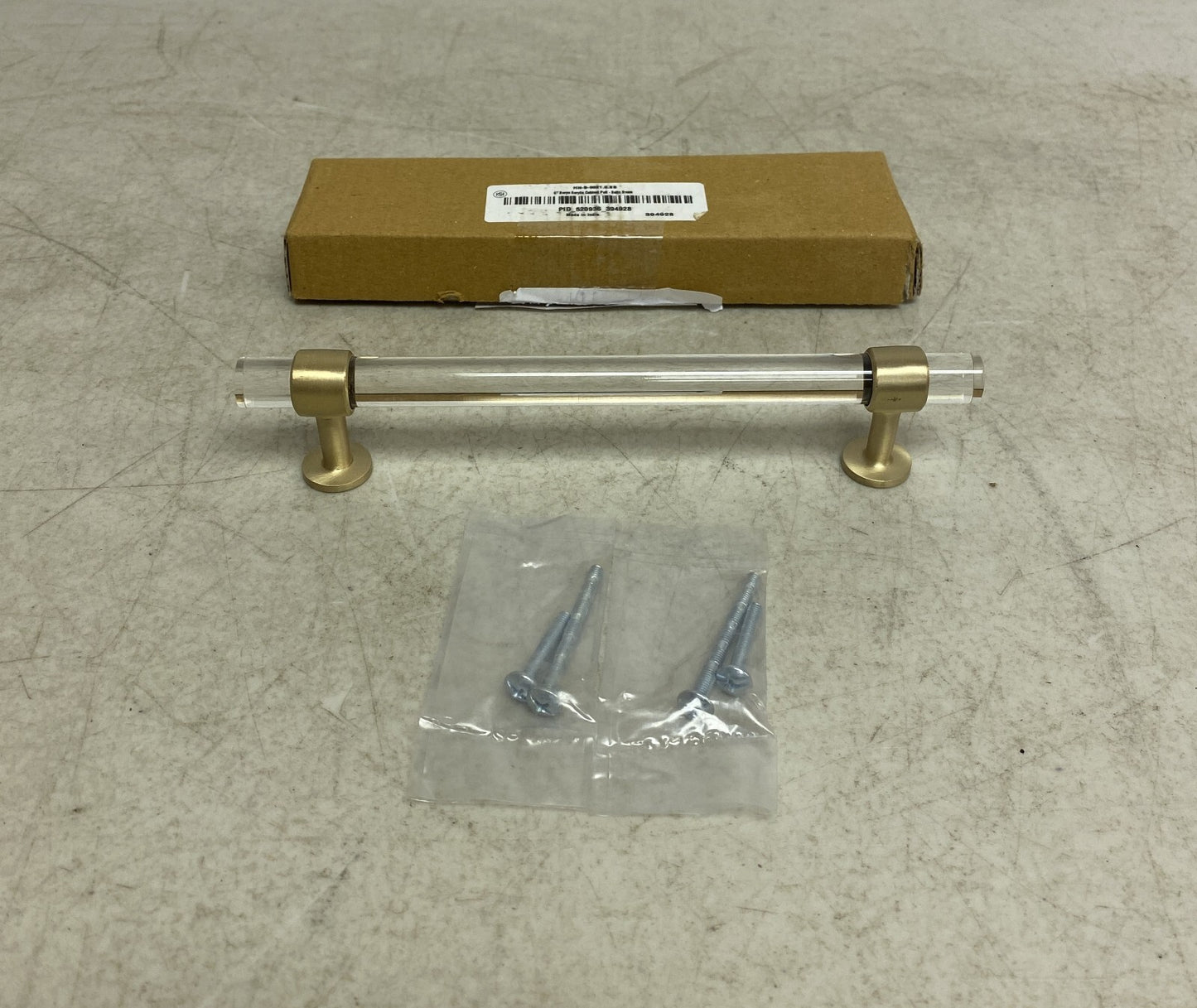 SIGNATURE HARDWARE 6" BERYN ACRYLIC CABINET PULL SATIN BRASS , HN-B-9021.6.SB