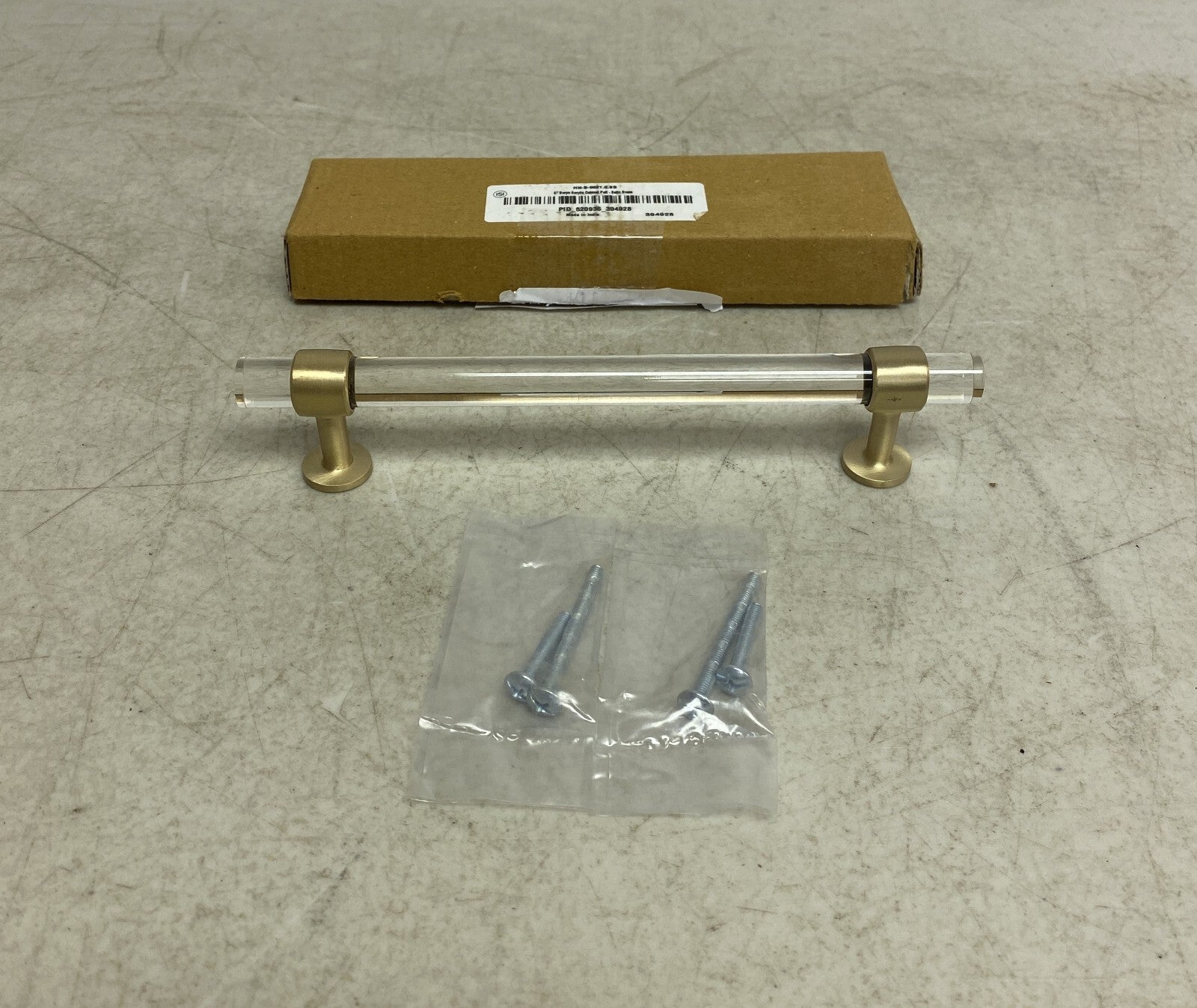 SIGNATURE HARDWARE 6" BERYN ACRYLIC CABINET PULL SATIN BRASS , HN-B-9021.6.SB