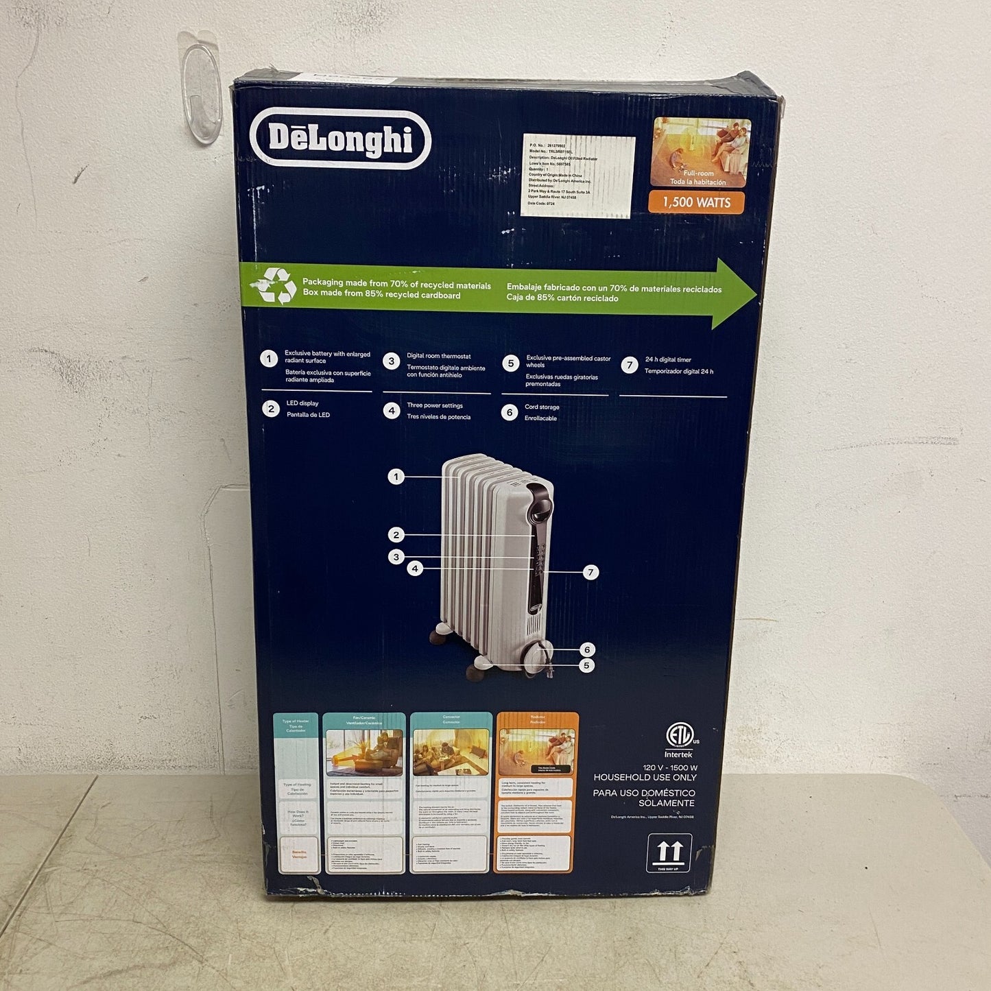 DeLonghi Radia Digital 5 5697585 1500 Watt White Electric Space Heater