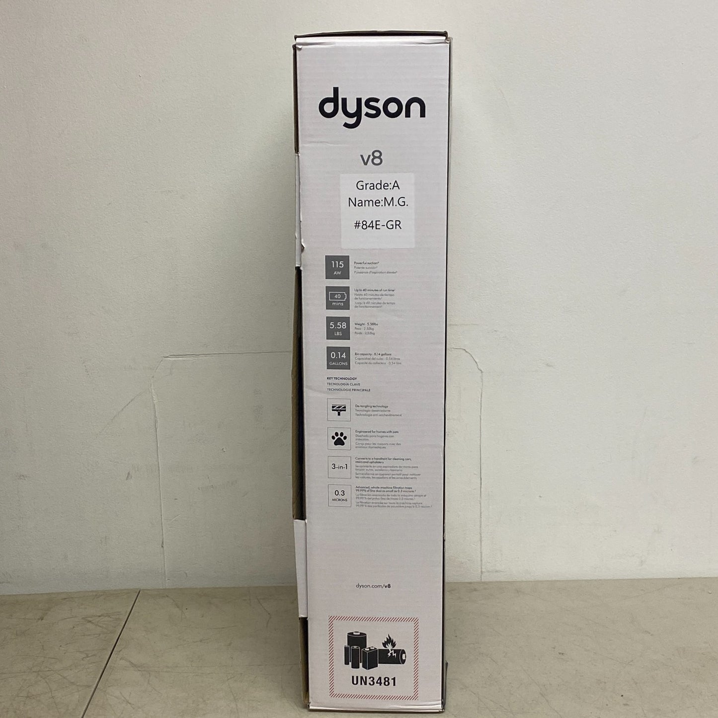 Dyson V8 Cordless Stick Vacuum Cleaner for Pet Hair Silver/Nickel 400473‑01