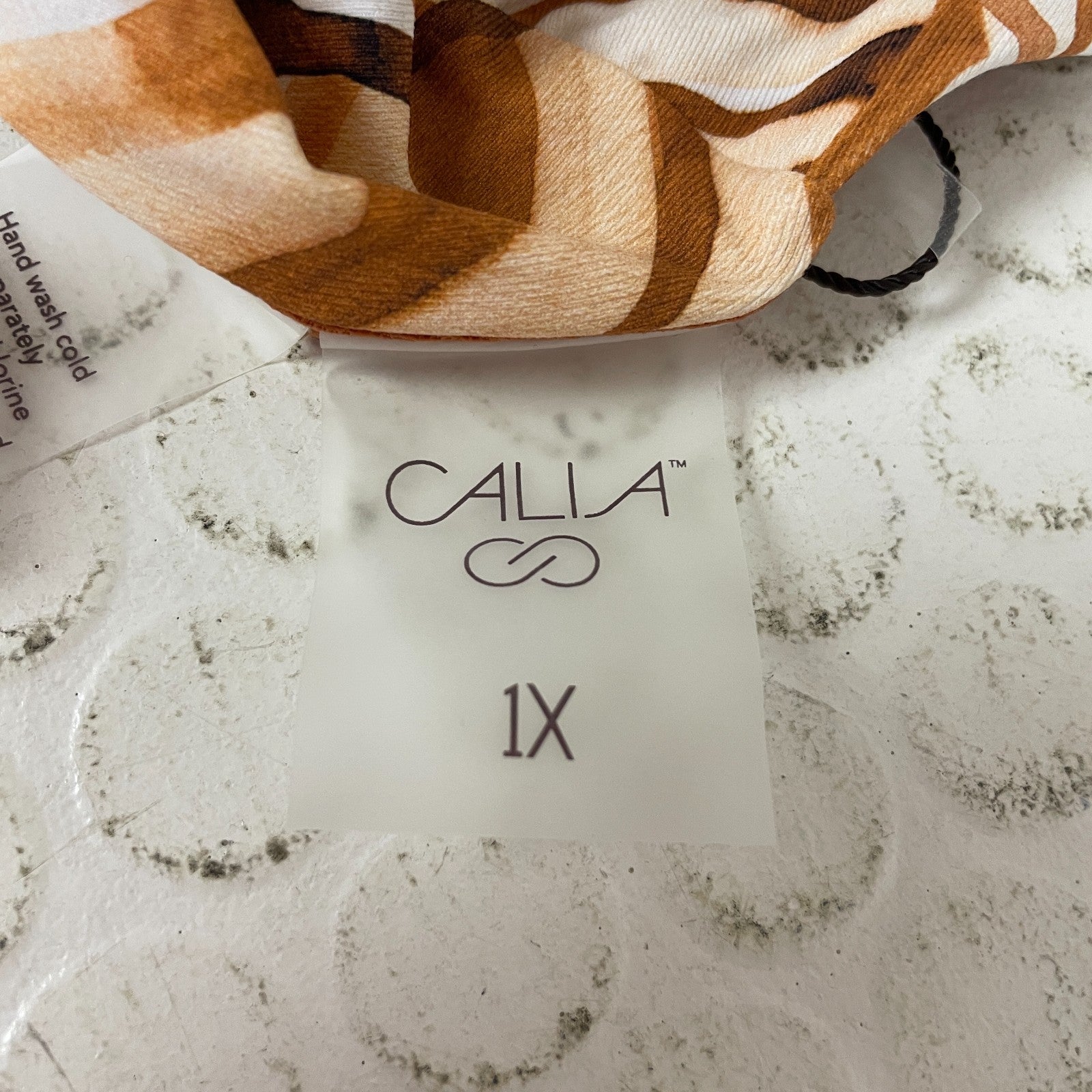 Calia Tie Front Long Sleeve Patchwork Top WSA22218PRTWP Womenâs