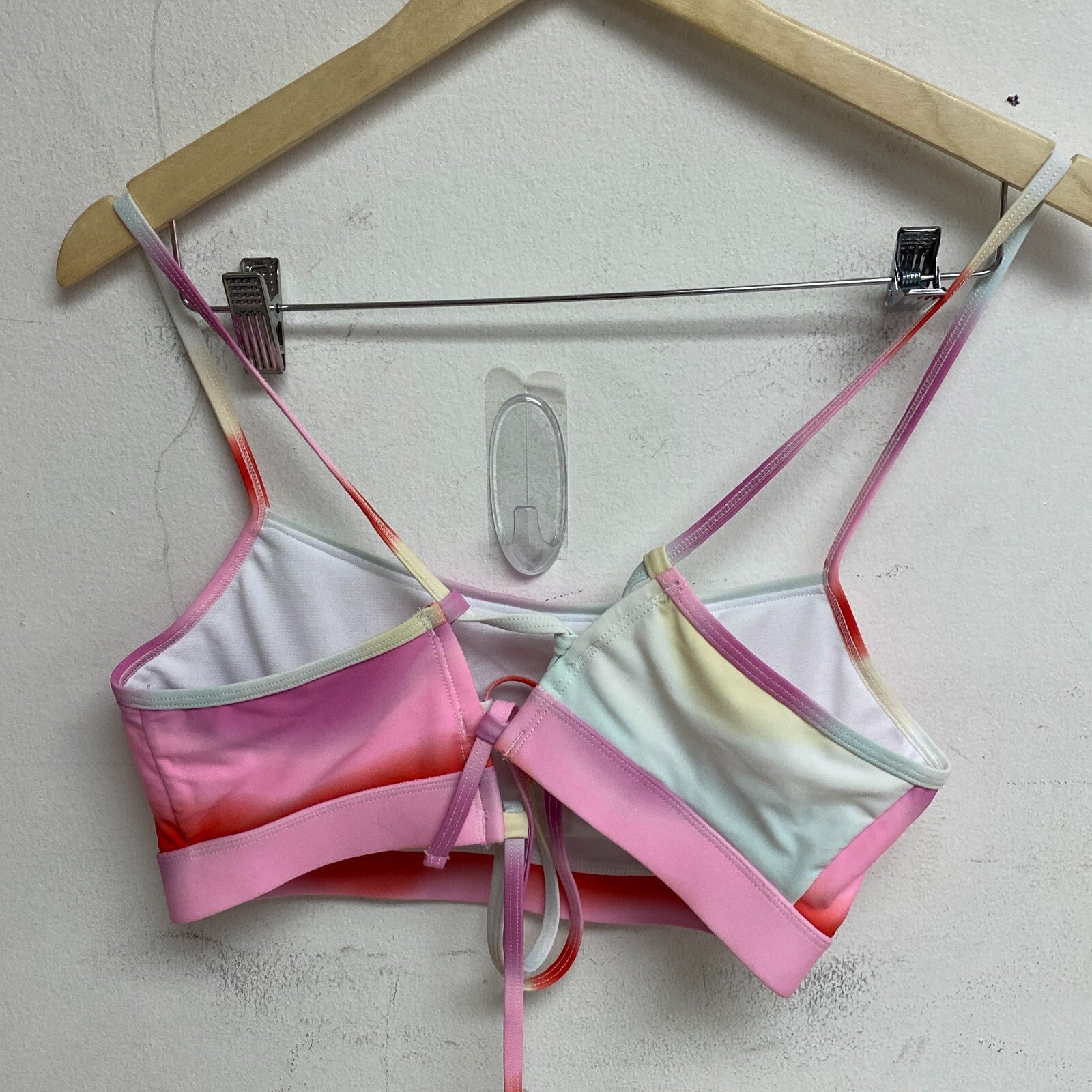 DSG Women's Swim Cute Strappy Back Bikini Top New Wave Multicolor DSW2784 New!