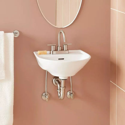 Signature Hardware 17″ Lanken Mini Porcelain Wall‑Mount Sink 4″ Center SH129910W