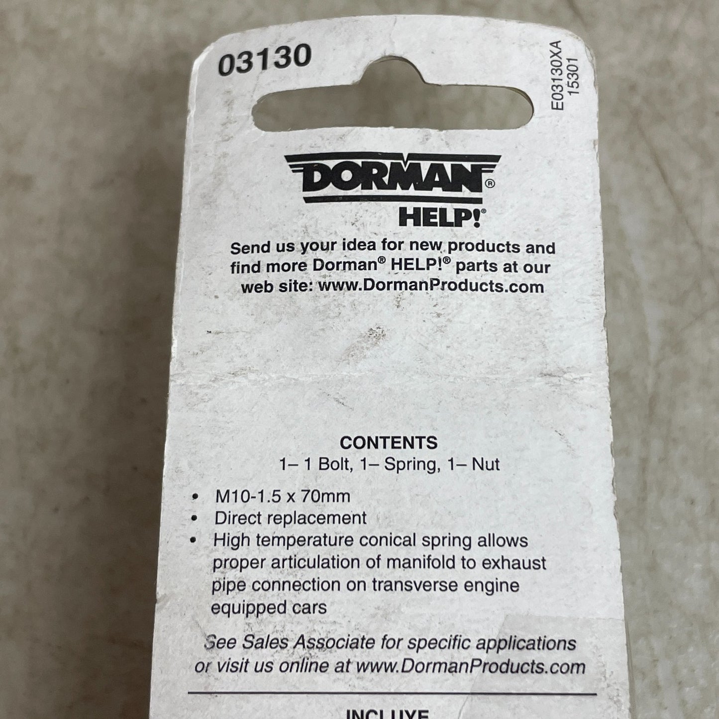 Dorman 03130 Rear Exhaust Flange Hardware Kit M10-1.5x 70mm Ford Lincoln Mercury