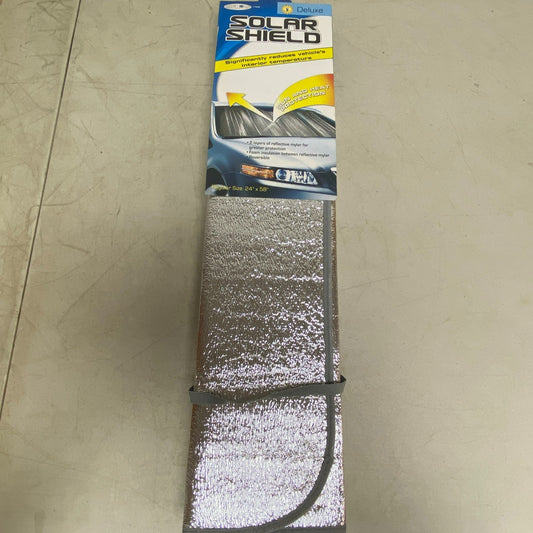 Solar Shield Folding Windshield Sunshade Silver Mylar 24″×58″ Model 17908