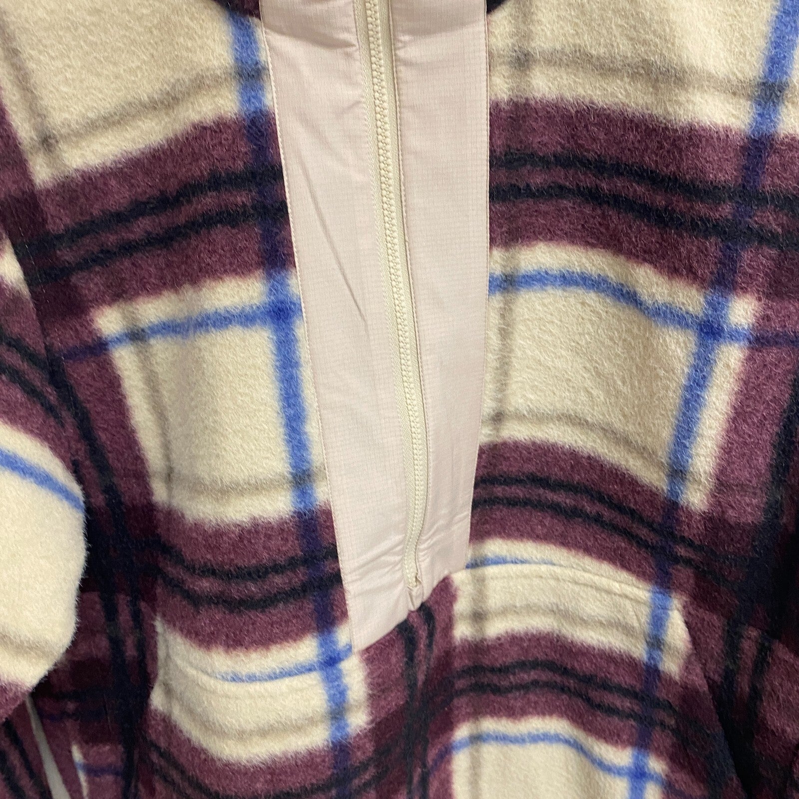 Alpine Design Women's W AD Wayfarer Fleece 1/4 Zip Iowa Plaid DK Burgundy New!