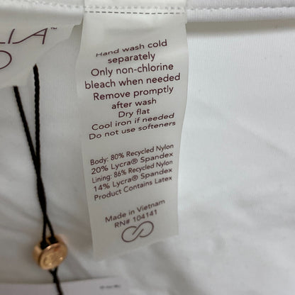 Calia Women's Swim Ruched Side Adjustable Bottom Pure White Hand Wash WSA23402