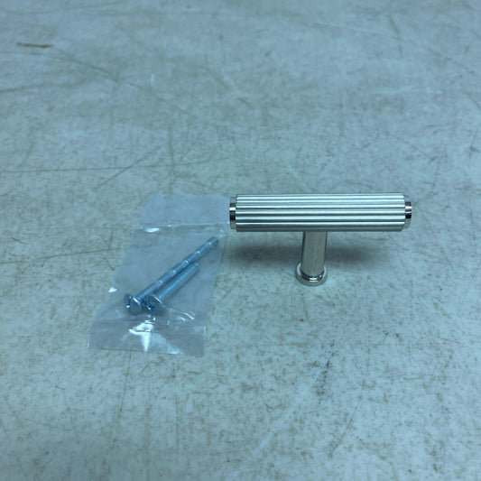 Signature Hardware Brixlee Reeded Brass T Knob - Brushed Nickel/Polished Nickel