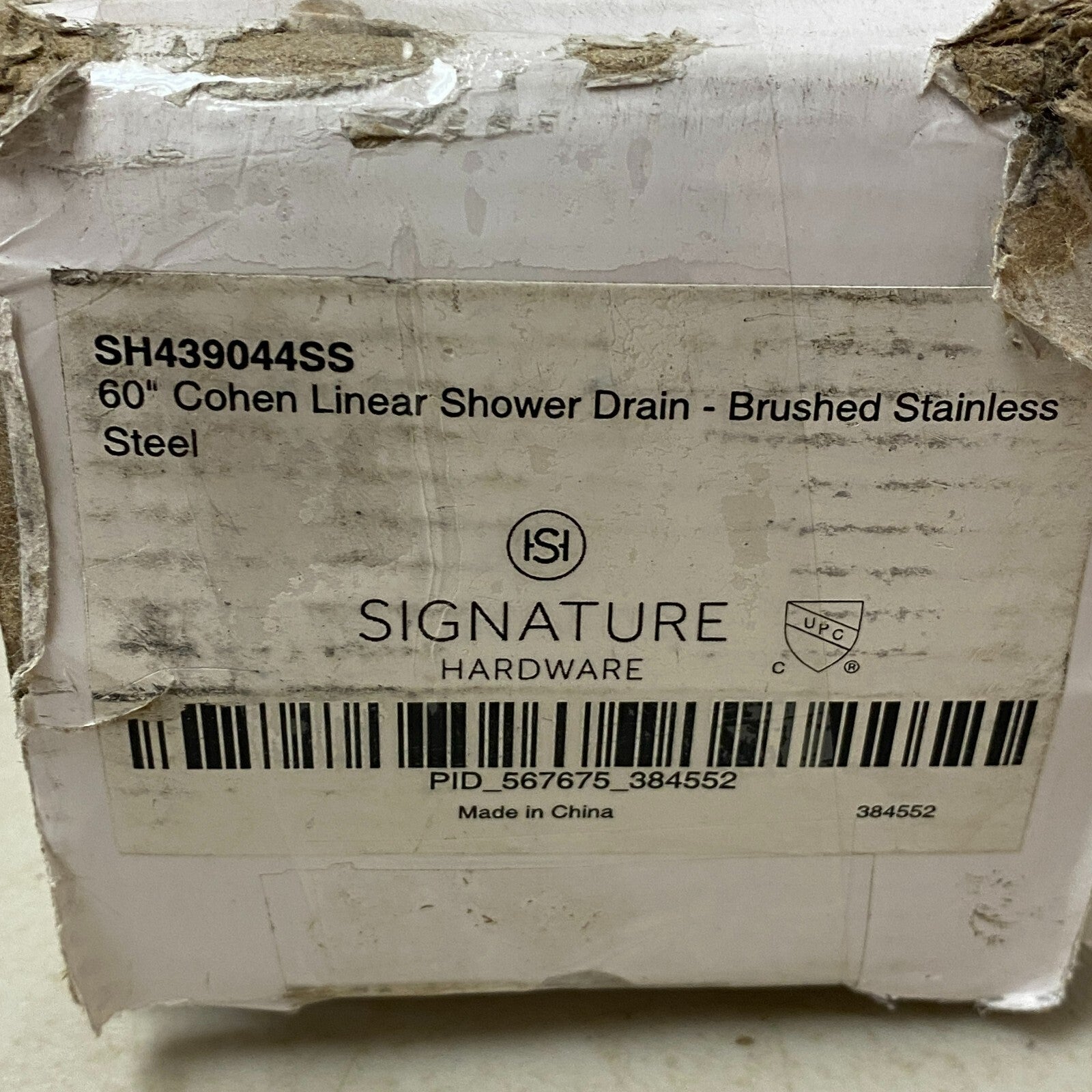 Signature Hardware 60" Cohen Linear Tile-In Shower Drain - Brushed Stainless,,,