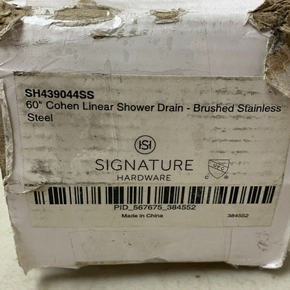 Signature Hardware 60" Cohen Linear Tile-In Shower Drain - Brushed Stainless,,,